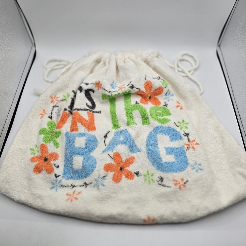 Vtg‎ Cannon Made in USA 80's Towel Drawstring Bag Beach Tote
